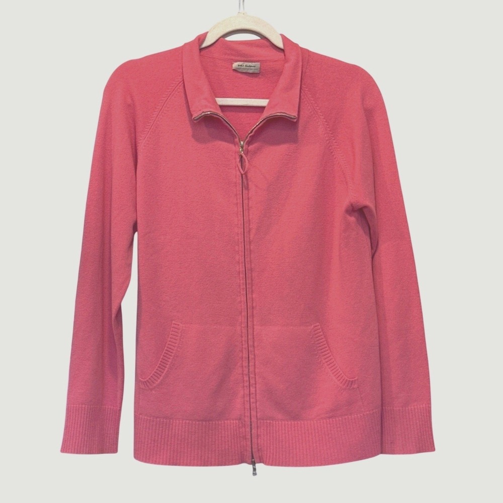 BBJ Cashmere Womens Luxury Zip Up Cardigan Pocket Pink Soft Knit Sweater Layer